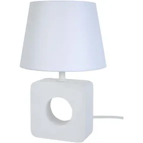 lámpara de noche redondo madera blanco