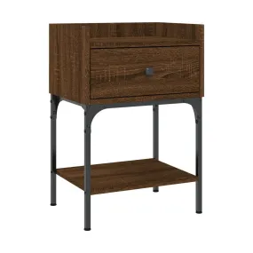 Mesita de noche madera de ingeniería marrón roble 40,5x31x60