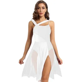 Mujeres sin mangas Color Block Gimnasia Leotardo Moderno Danza lírica contemporánea Vestido Ballet Dancewear