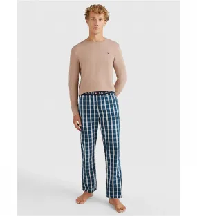 Pijama de tela estampado marrón, azul